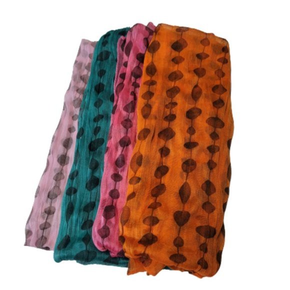 Orange Scarf Lightweight Scarf Crinkle Rectangular Scarf - Picture 6 of 6